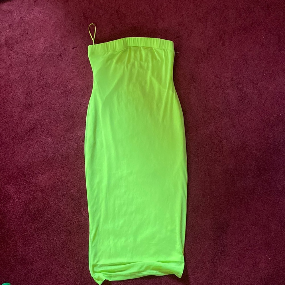 Size xs highlighter green strapless summer dress